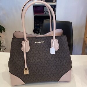 Michael Kors Brown & Blush MK Logo Tote